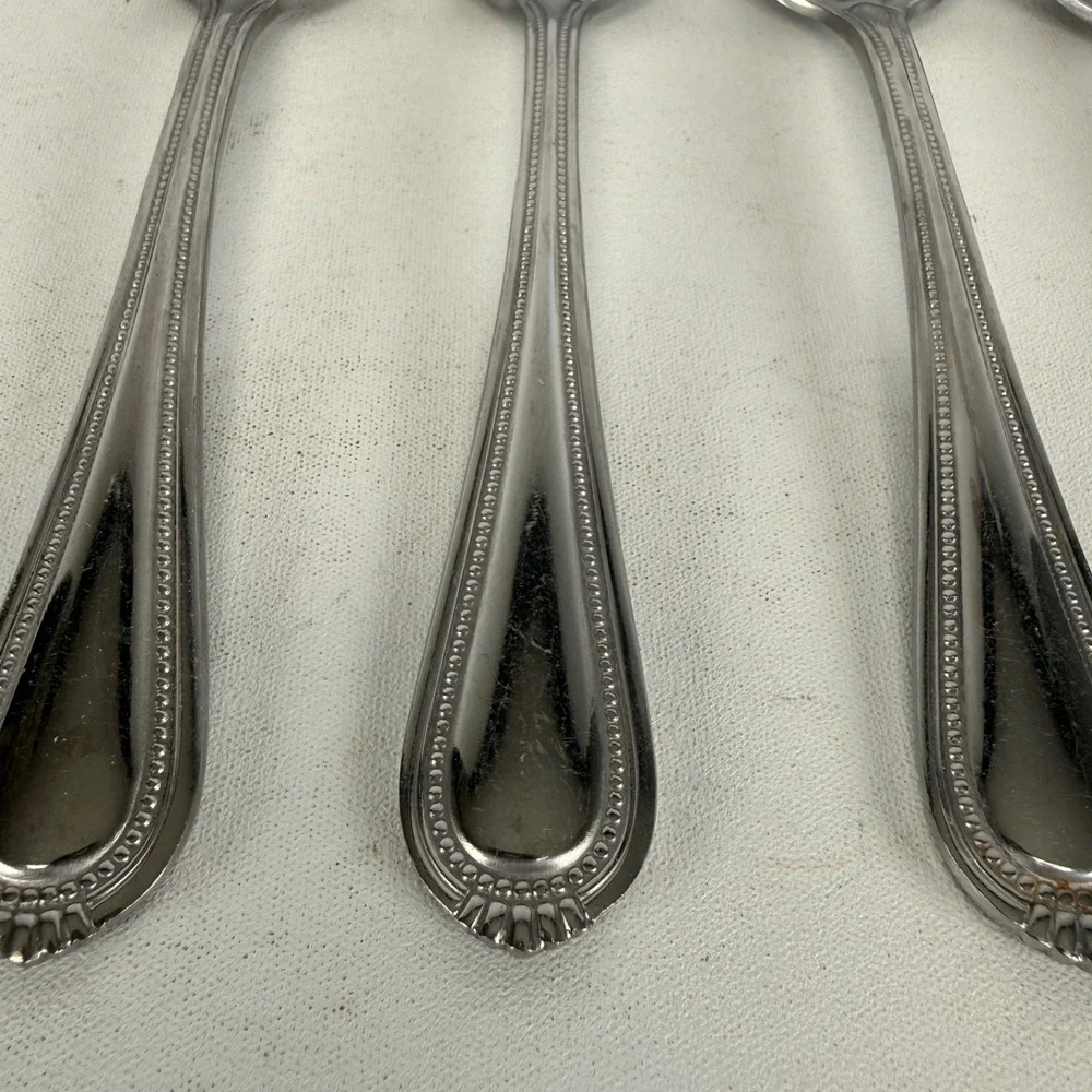 Oneida COUNTESS Stainless Table Spoon Glossy Beaded Silverware Flatware Set 4